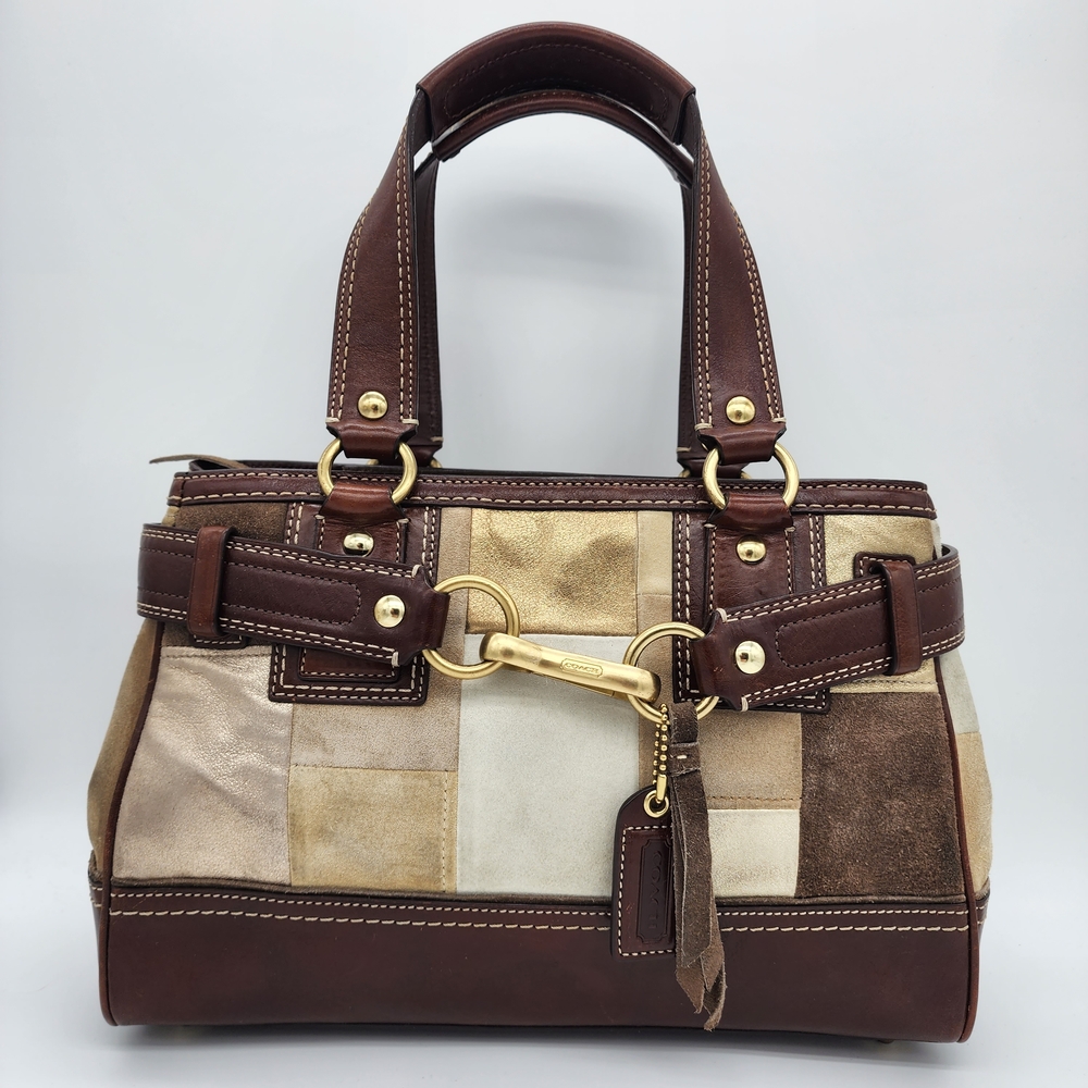 Coach Hampton Mosaic Patchwork Leather and Suede Bag 10299 Medium